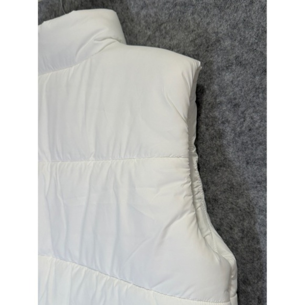 Nike Womens Puffer Vest White Full Zip Quilted Sleeveless Jacket Stand Collar - Picture 6 of 14
